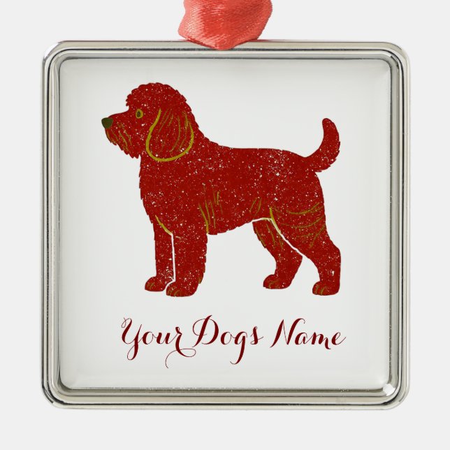 Personalized Golden Doodle Christmas Ornament (Front)