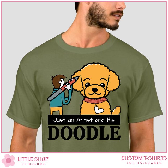 Personalized Golden Doodle Dog Artist Men's T-Shirt (Creator Uploaded)