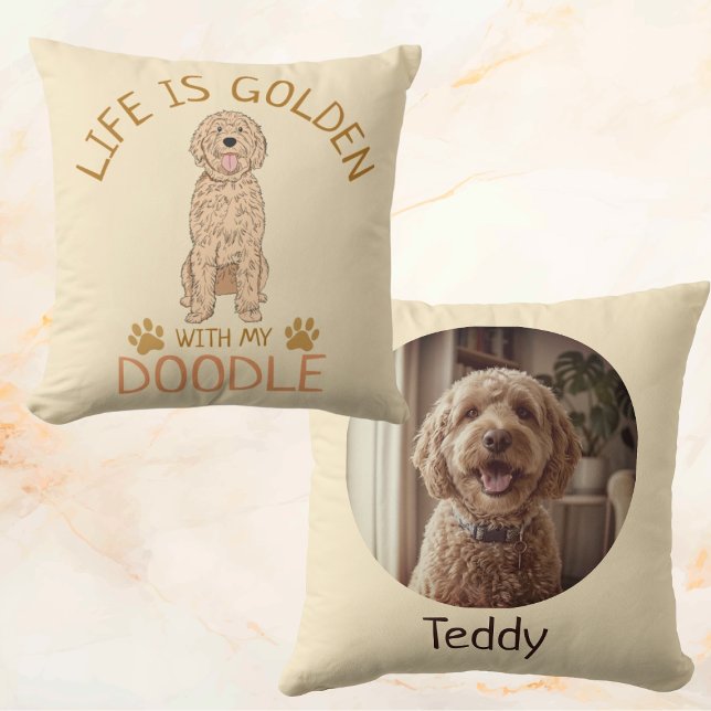 Personalized Golden Doodle Life is Golden Pillow (Creator Uploaded)