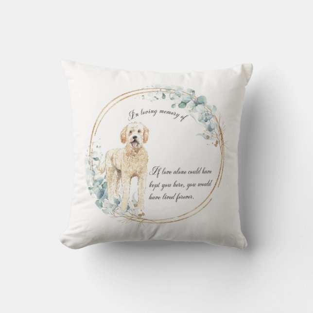 Personalized Golden Doodle Memorial Throw Pillow (Front)