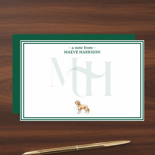 Personalized Golden Doodle Note Monogram Stationery (Gift custom stationery to the dog lover in your life! )