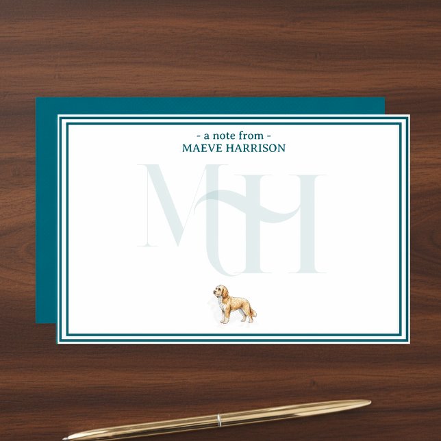 Personalized Golden Doodle Note Monogram Stationery (Gift custom stationery to the dog lover in your life! )