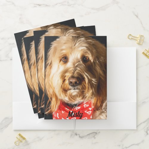Personalized Golden doodle Puppy Dog Pocket Folder