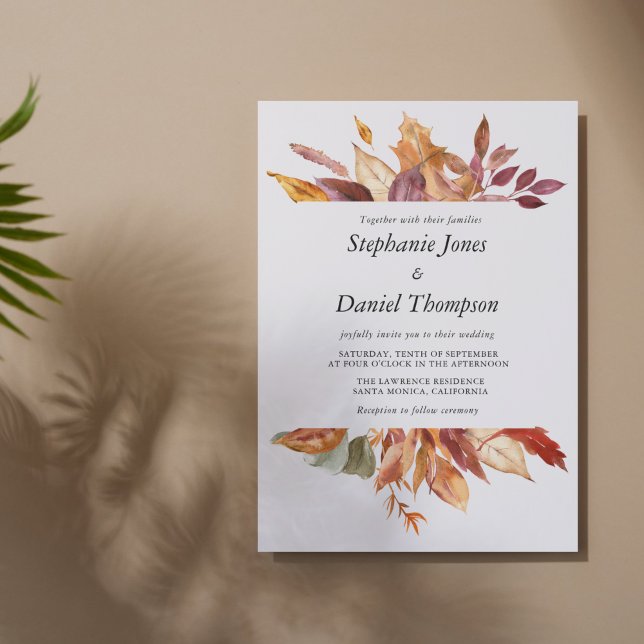 Personalized Golden Fall Leaves Wedding Invitation (Creator Uploaded)
