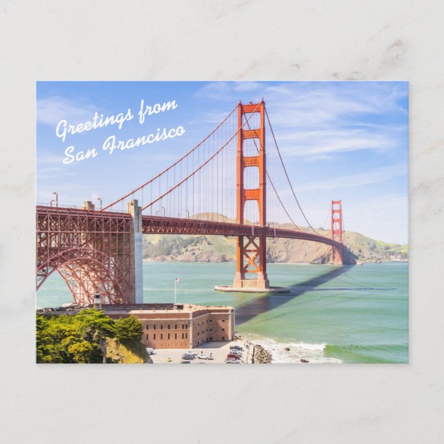 Personalized Golden Gate Bridge landscape Photo Postcard (Front)