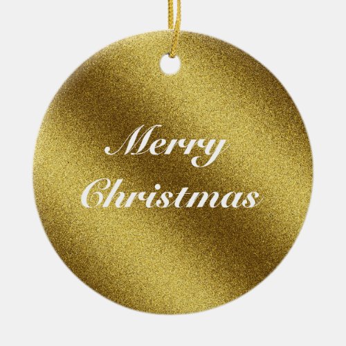 Personalized Golden Glitter Christmas Ceramic Ornament