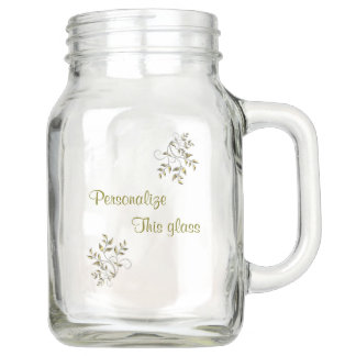 Personalized Golden Leaf Mason Jar