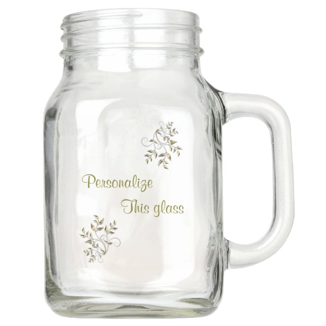 Personalized Golden Leaf Mason Jar (Front)