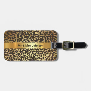 Personalized Golden Leopard Skin Luggage leather Luggage Tag