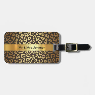 Personalized Golden Leopard Skin Luggage leather Luggage Tag