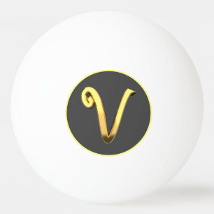 Personalized Golden Letter V Ping Pong Ball