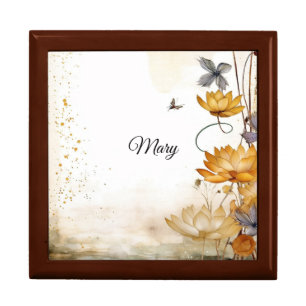 Personalized Golden Lily Jewelry Keepsake Box
