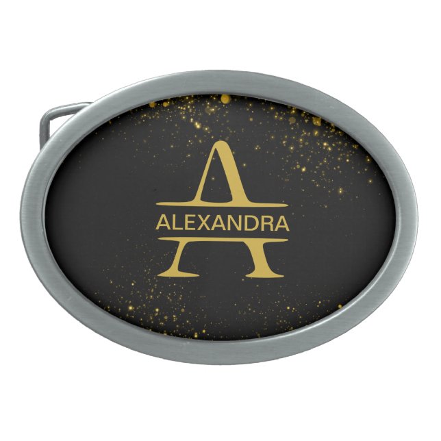Personalized Golden Monogram Letter A   Belt Buckle (Front)