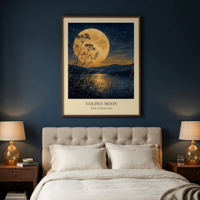 Personalized Golden Moon Reflection Art Poster (Creator Uploaded)