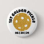 Personalized Golden Pickle Gold Pickleball Glitter Button