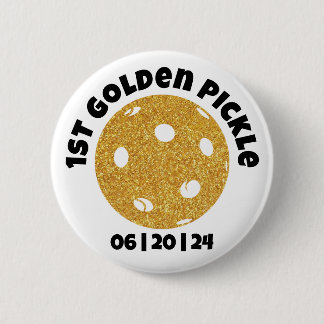 Personalized Golden Pickle Gold Pickleball Glitter Button