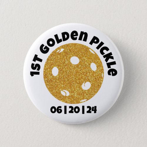 Personalized Golden Pickle Gold Pickleball Glitter Button