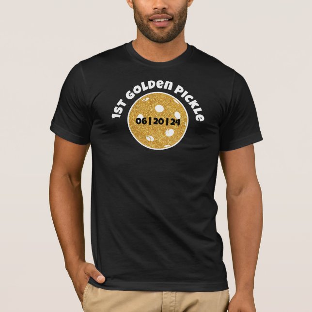 Personalized Golden Pickle Gold Pickleball Glitter T-Shirt (Front)