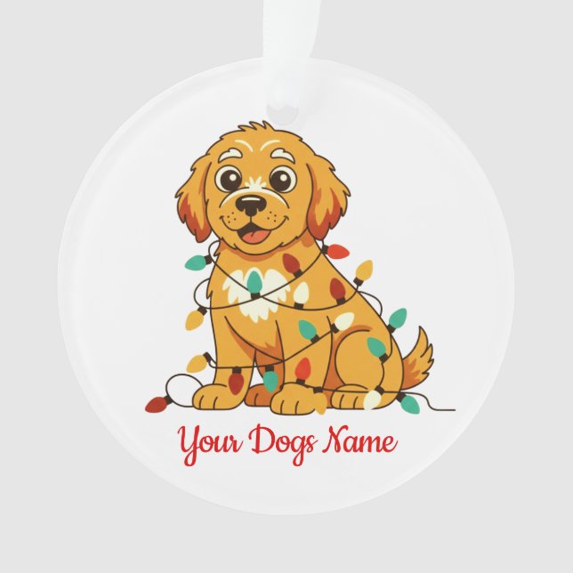 Personalized Golden Retriever Acrylic Ornament (Front)