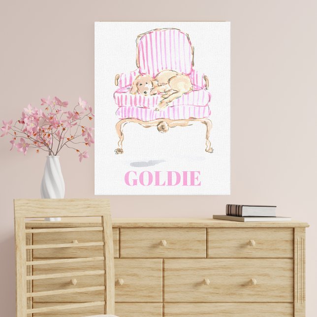 Personalized Golden Retriever Art Dog Lover Preppy Canvas Print (Creator Uploaded)