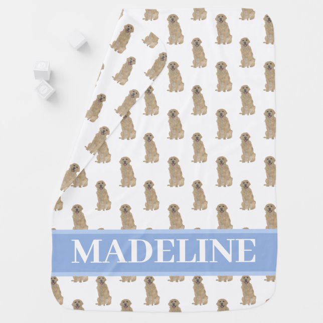 Personalized Golden Retriever Baby Blanket (In Situ)