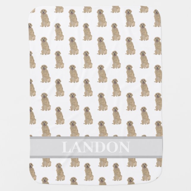 Personalized Golden Retriever Baby Blanket (Front)