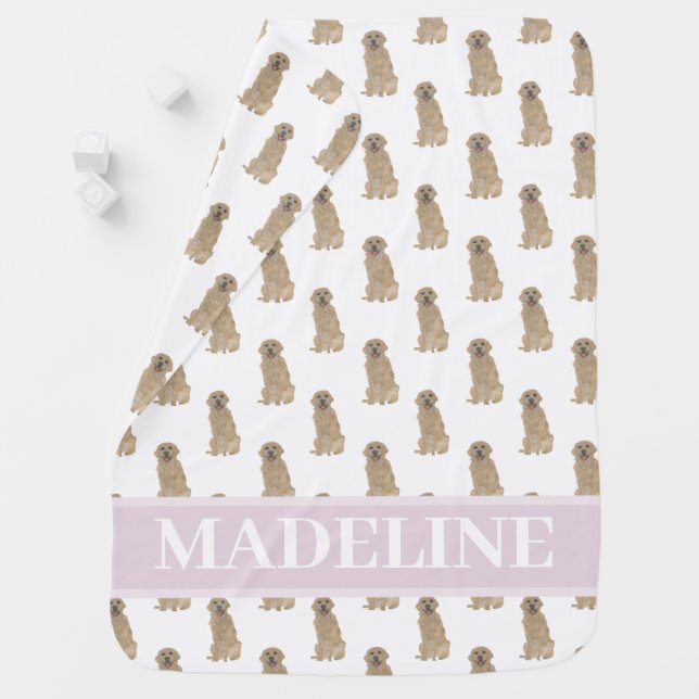Personalized Golden Retriever Baby Blanket (In Situ)