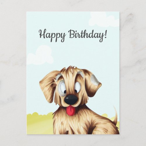 Personalized Golden Retriever Cartoon Birthday Postcard