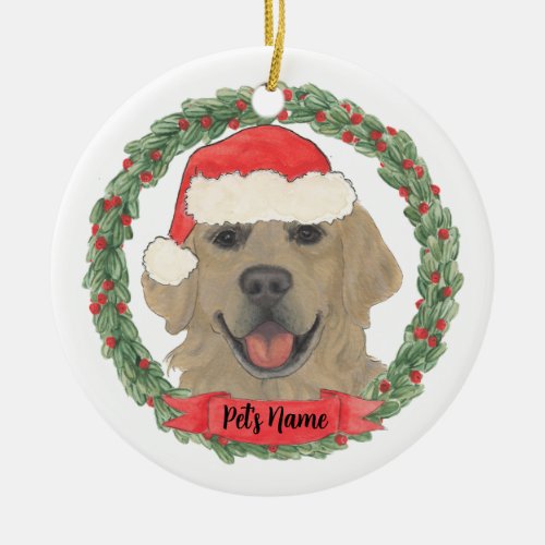 Personalized Golden Retriever Ceramic Ornament