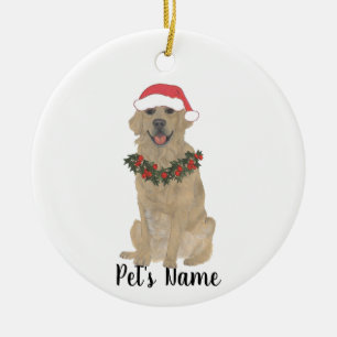 Personalized Golden Retriever Christmas Ceramic Ornament