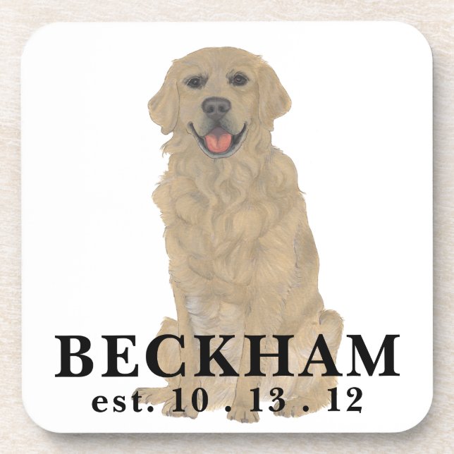 Personalized Golden Retriever Dog Beverage Coast Beverage Coaster (Front)