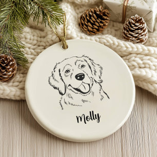 Personalized Golden Retriever Dog Christmas Ceramic Ornament