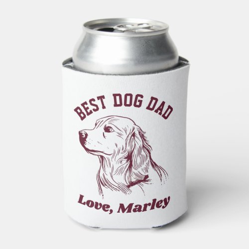 Personalized Golden Retriever Dog Dad Custom Text Can Cooler