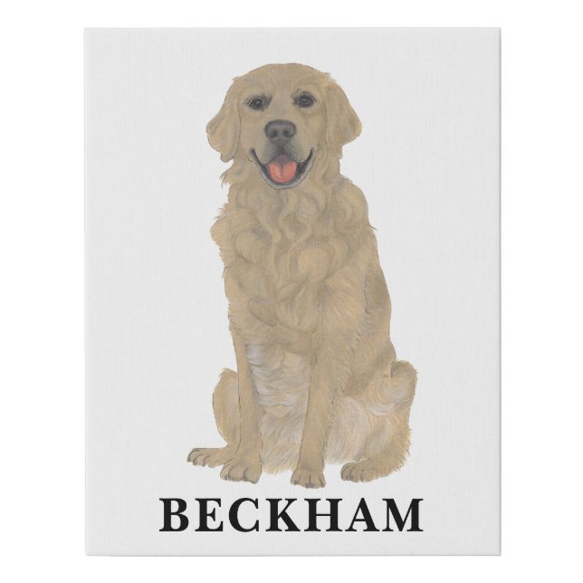 Personalized Golden Retriever Dog Faux Canvas Print (Front)