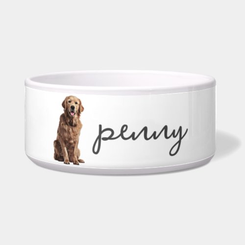 Personalized Golden Retriever Dog Food Bowl