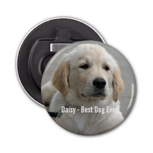 Personalized Golden Retriever Dog Photo and Name Bottle Opener