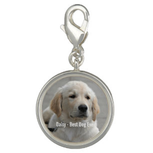 Personalized Golden Retriever Dog Photo and Name Charm