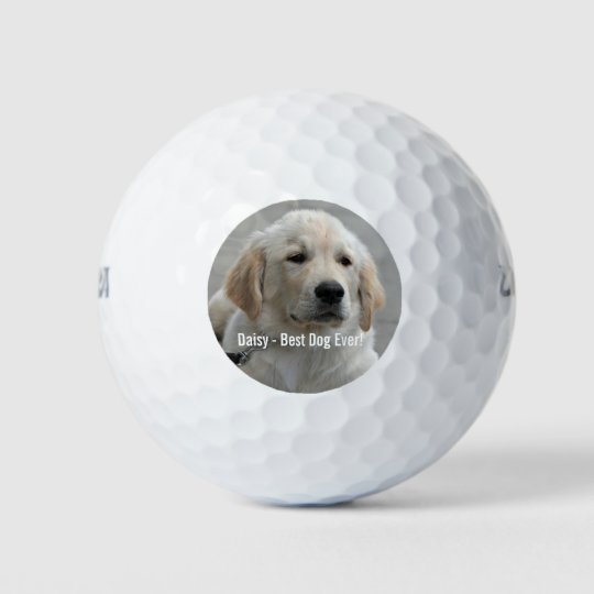 Personalized Golden Retriever Dog Photo and Name Golf Balls