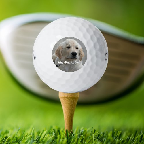 Personalized Golden Retriever Dog Photo and Name Golf Balls