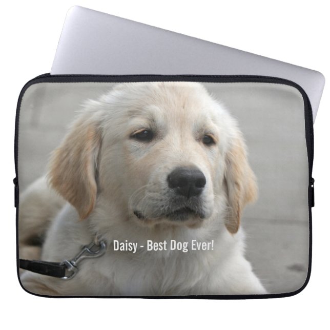 Personalized Golden Retriever Dog Photo and Name Laptop Sleeve (Front)