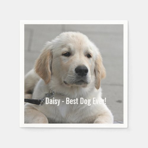 Personalized Golden Retriever Dog Photo and Name Paper Napkins