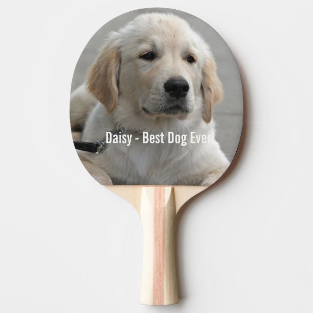 Personalized Golden Retriever Dog Photo and Name Ping-Pong Paddle (Front)