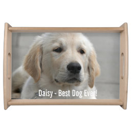 Personalized Golden Retriever Dog Photo and Name Serving Tray