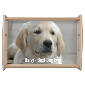 Personalized Golden Retriever Dog Photo and Name Serving Tray