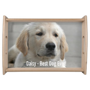 Personalized Golden Retriever Dog Photo and Name Serving Tray