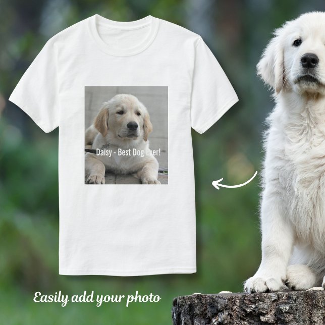 Personalized Golden Retriever Dog Photo and Name T-Shirt (Creator Uploaded)