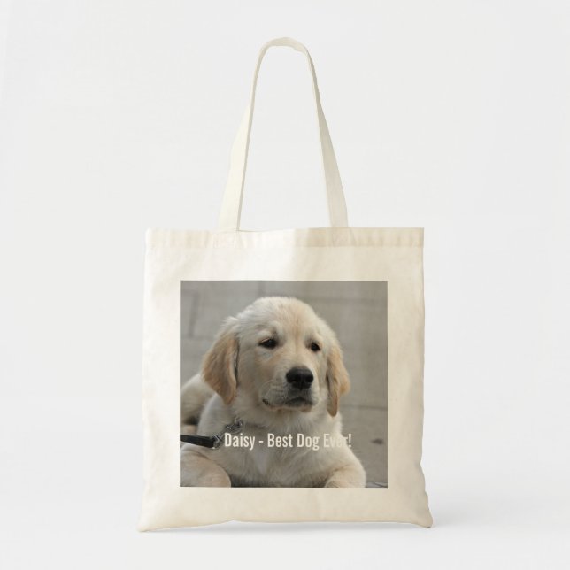 Personalized Golden Retriever Dog Photo and Name Tote Bag (Front)