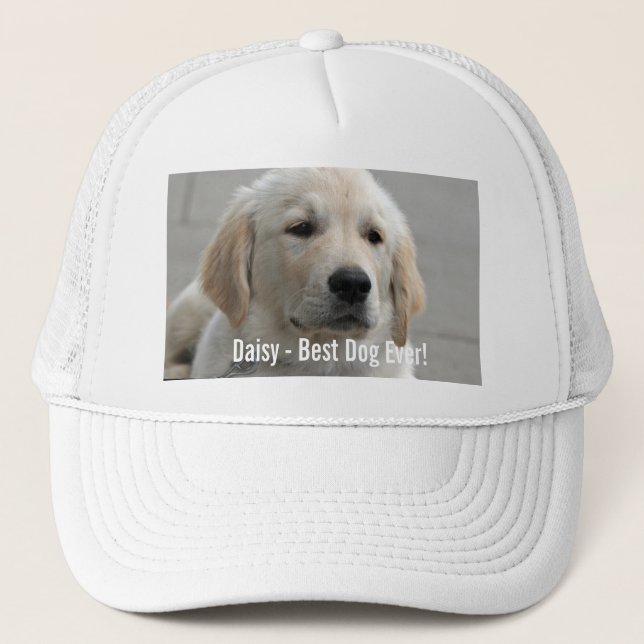 Personalized Golden Retriever Dog Photo and Name Trucker Hat (Front)