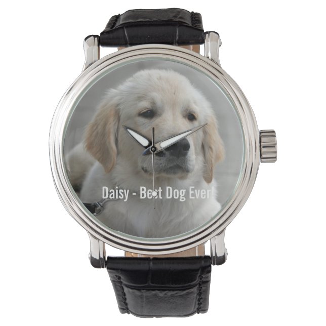 Personalized Golden Retriever Dog Photo and Name Watch (Front)