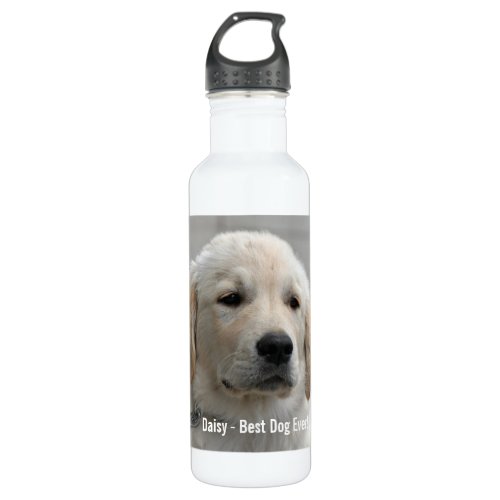 Personalized Golden Retriever Dog Photo and Name Water Bottle